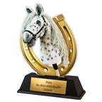 XS Acryl Hobby Horsing Pokal 10 cm - Trophäe Award mit Pferdekopf Motiv