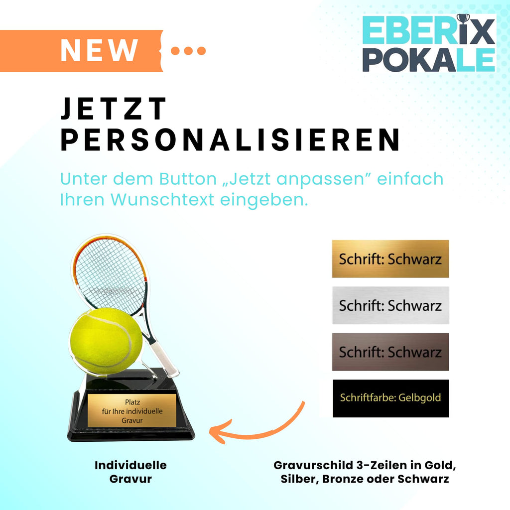 Tennis Pokal 10 cm - XS Acryl Trophäe mit Gravurschild für Kinder
