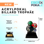 XS Billard Pokal 9 cm - Acryl Trophäe mit Gravur und Billardkugel Motiv