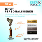 eberix · Tennis Pokal · mit Wunschgravur · Trophäe mit Tennisschläger & Ball Motiv · Siegerpokal für Tennis-Turnier, Vereinsmeisterschaft · personalisierbar ·