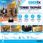 Tennispokal 28,5 cm Metallfigur mit Wunschgravur & 3D-Hintergrund