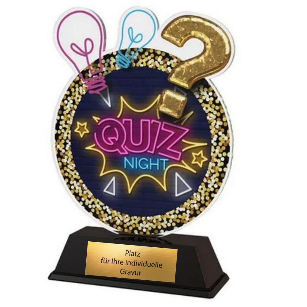XS Acryl Quiz Pokal 11 cm - Trophäe Quiz Night Kneipenquiz & Award