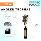 eberix · Angelsport Pokal · mit Wunschgravur · Trophäe mit Fisch-Motiv inkl. Gravur · Siegerpokal für Angelturnier, Vereinsfischen, Fischerfest, Raubfisch-Cup · personalisierbar ·