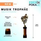 eberix · Musik Notenschlüssel Pokal · mit Wunschgravur · Trophäe für Musikwettbewerb · Siegerpokal für Orchester, Musikschule, Bandwettbewerb · personalisierbar ·