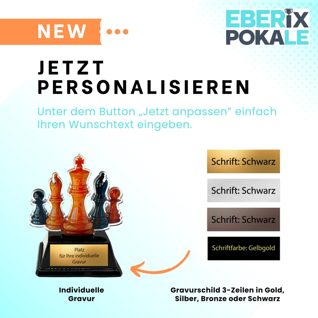 9 cm Schachpokal aus Acryl - Mini Trophäe mit Gravurschild für Turniere