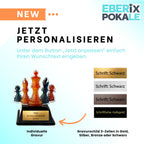 9 cm Schachpokal aus Acryl - Mini Trophäe mit Gravurschild für Turniere