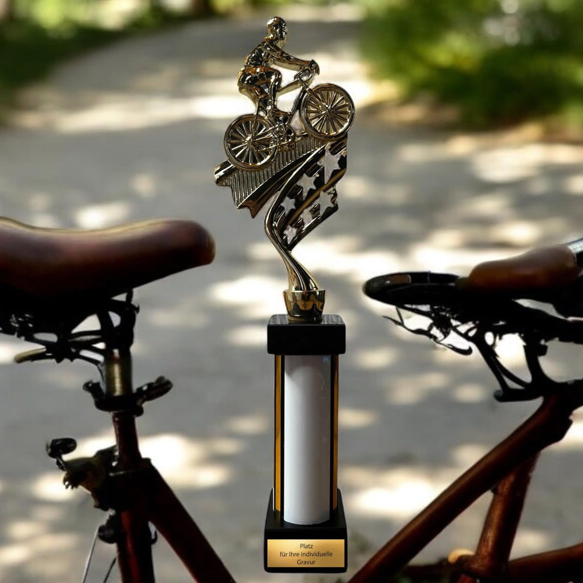 eberix · Radsport Mountainbike Pokal · Fahrrad Pokal · mit Wunschgravur · Stadtradeln Trophäe mit Fahrrad-Motiv · Pokal für Radrennen, Vereinsmeisterschaft · personalisierbar ·