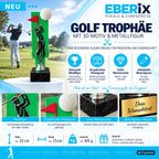 Golfpokal 25 cm Metallfigur mit Wunschgravur & 3D-Hintergrund