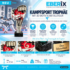 Kampfsport Pokal 27 cm Metallfigur mit Wunschgravur & 3D-Hintergrund