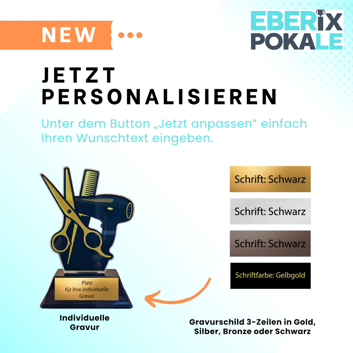 Friseur Pokal 15 cm - Acryl Trophäe für Meisterprüfung & Abschlussprüfung