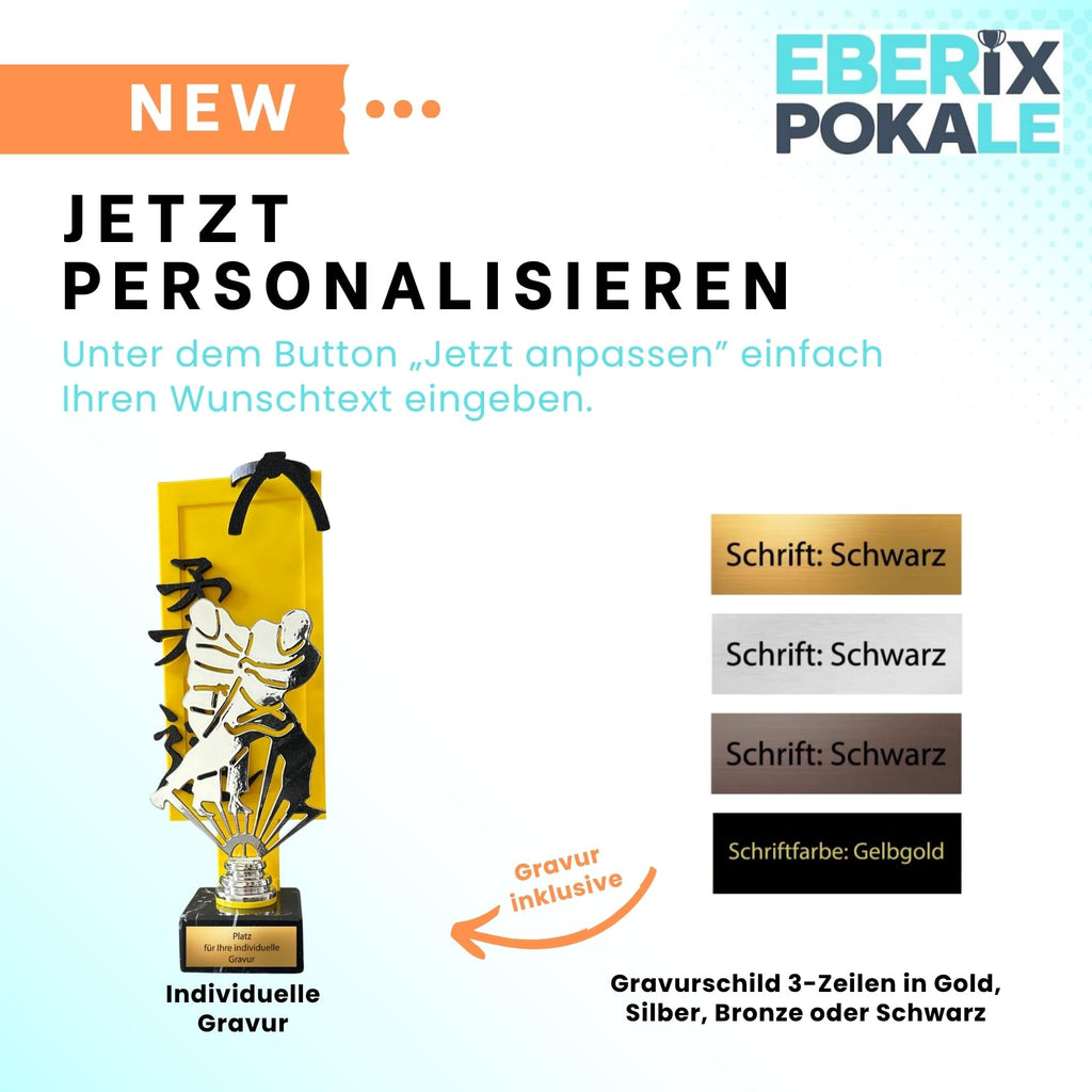 Judo Trophäe 27 cm Metallfigur mit 3D-Motiv & Wunschgravur