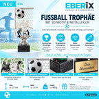 Fußball Trophäe 27 cm Metallfigur mit Wunschgravur & 3D-Hintergrund