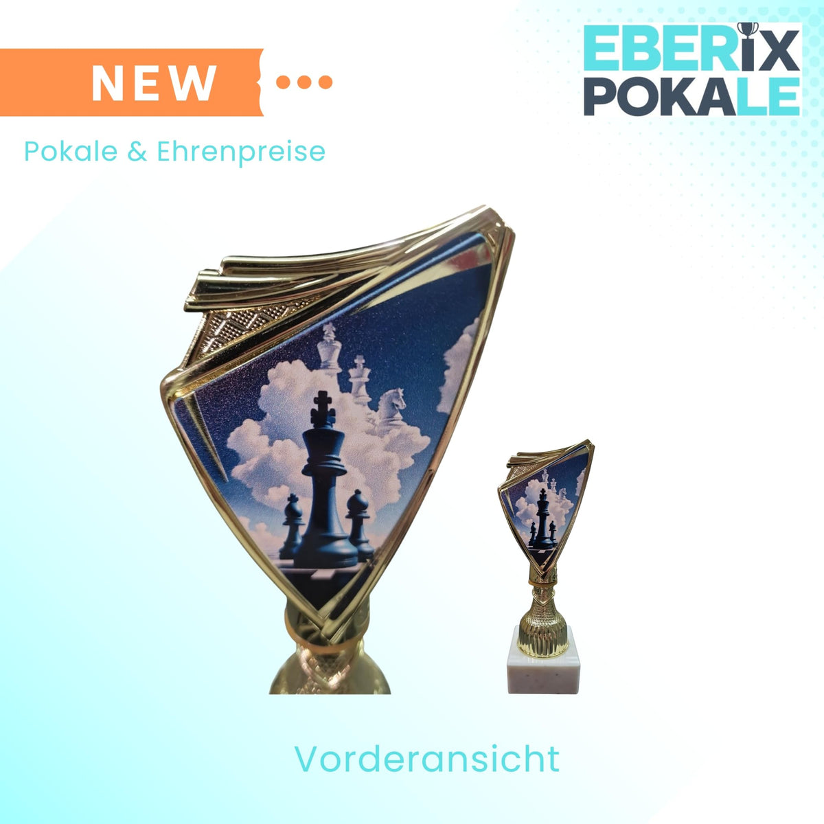 Schach Pokal 18,5cm - Trophäe mit Gravur & Marmorsockel für Turniere
