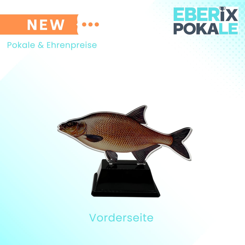 XS Angelpokal 9 cm - Pokal mit Fischmotiv und Gravur für Angler