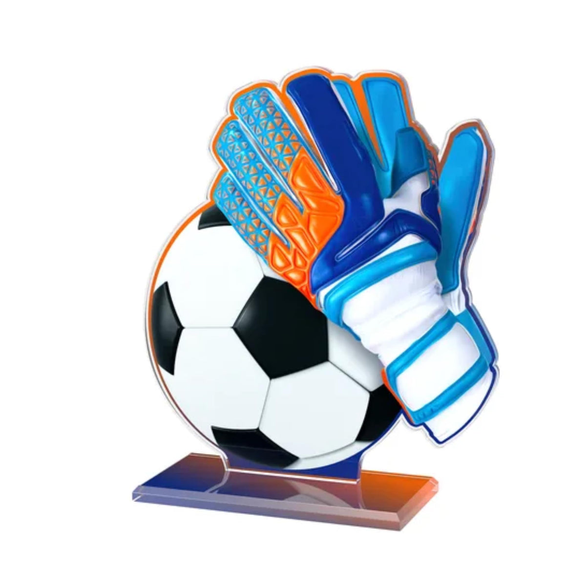 Fußballpokal Torwart - 14 cm Acryl Trophäe mit Handschuh & Ball Award