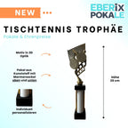eberix · Tischtennis Pokal · mit Wunschgravur · Trophäe mit weißer Glanzsäule · Siegerpokal für Tischtennisturnier, Schulmeisterschaft, Verein, Jugendturnier · personalisierbar ·