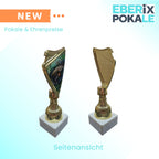 Hecht Pokal Trophäe 18,5 cm - Goldene Angel Auszeichnung mit Marmorsockel