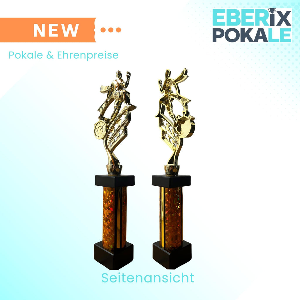 eberix · Laufsport Pokal · mit Wunschgravur · Trophäe mit Läufer-Motiv · Siegerpokal für Marathon, Volkslauf, Sportfest, Vereinsmeisterschaft · personalisierbar ·