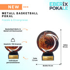 EBERiX POKALE – Basketball Award aus Metall 18 cm hoch – Basketball Motiv Trophäe mit Gravurschild – kein Plastik – Pokal für Turniere Wettkämpfe Siegerehrung Sportevents