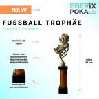eberix · Fußball Pokal · mit Wunschgravur · Trophäe mit Ball & Schuh Motiv · Siegerpokal für Fußballturnier, Vereinsmeisterschaft, Jugendfußball, Sportfest · personalisierbar ·