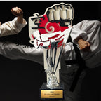 Kampfsport Pokal 27 cm Metallfigur mit Wunschgravur & 3D-Hintergrund