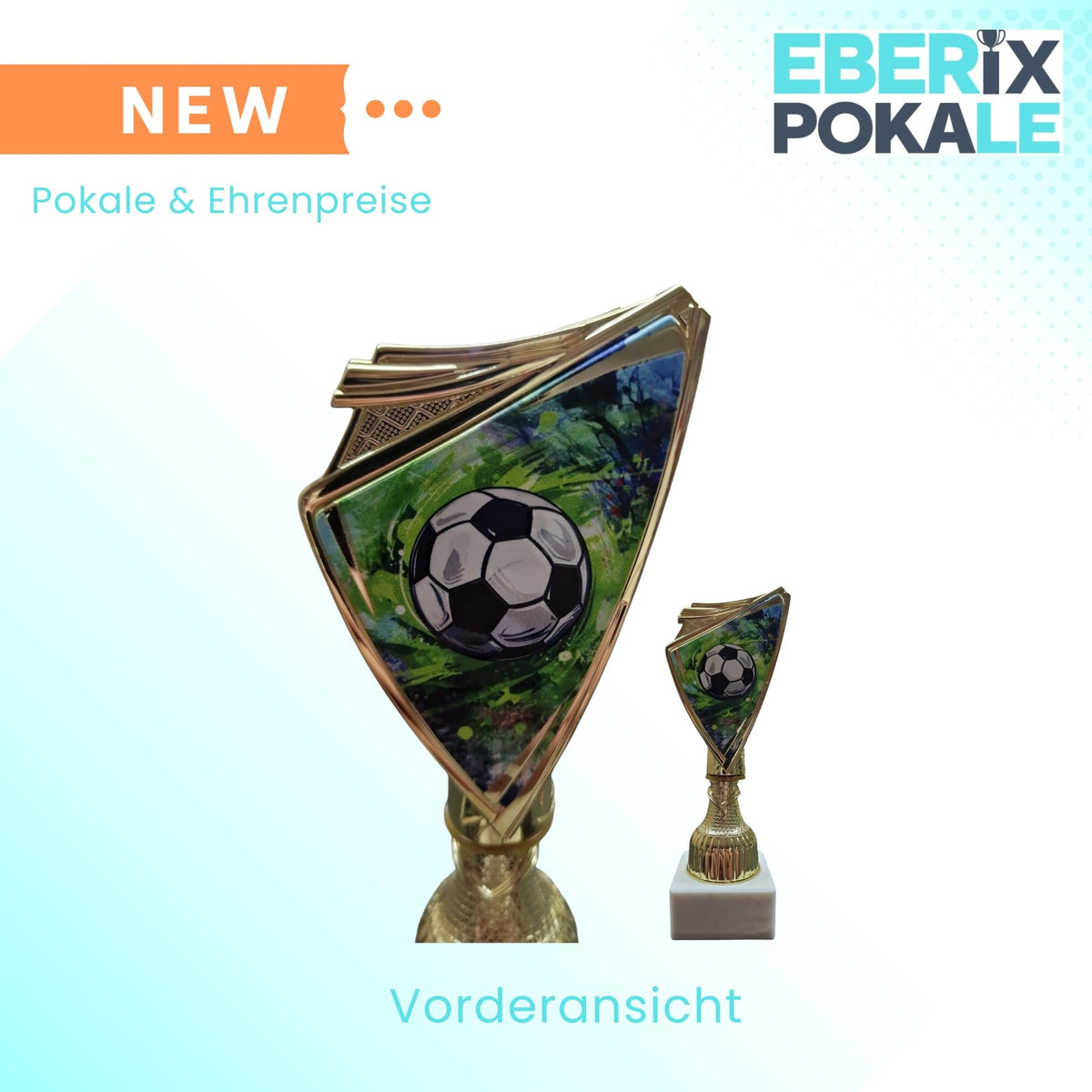 Fussball Pokal 18,5 cm in Gold - Trophaee mit Gravur & Marmorsockel