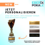Feuerwehr Pokal 18,5cm - Goldene Trophäe mit 2D-Motiv & Marmorsockel