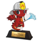 XS Kinderpokal Feuerwehr-Drache 10 cm - Trophäe mit Gravur & Schild