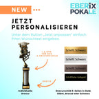 eberix · Bildung Eule Pokal· mit Wunschgravur · Trophäe mit Doktorhut-Motiv · Ehrenpreis für Schulabschluss, Kindergarten, Abitur, Bildungspreis · personalisierbar ·