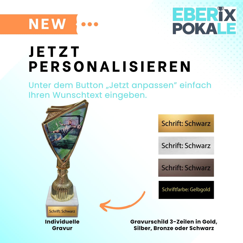 Fußball Torwart Pokal 18.5 cm - Trophäe mit Wunschgravur & Marmorsockel