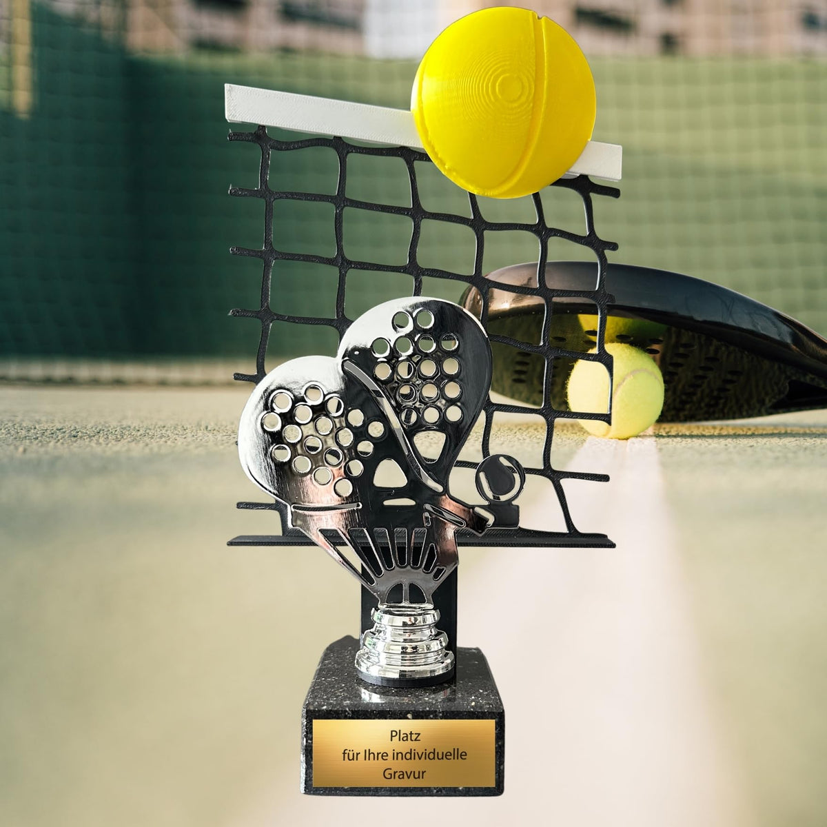 Padel Trophäe 26,5 cm Metallfigur mit 3D-Motiv & Wunschgravur