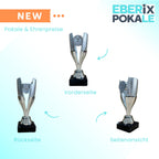 EBERiX POKALE – Pokal 15 cm mit Gravur auf Marmorsockel – wählbar in Gold Silber Bronze – personalisierte Kunststoff Trophäe – Award für Turniere & Events – einzeln oder als 3er-Set