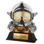 XS Acryl Feuerwehr Pokal 9 cm Hoch - Trophäe mit Gravurschild & Helm-Motiv