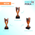 EBERiX POKALE – Pokal 15 cm mit Gravur auf Marmorsockel – wählbar in Gold Silber Bronze – personalisierte Kunststoff Trophäe – Award für Turniere & Events – einzeln oder als 3er-Set