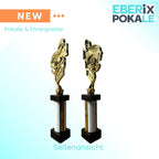eberix · Musik Notenschlüssel Pokal · mit Wunschgravur · Trophäe mit weißer Glanzsäule · Pokal für Musikwettbewerb, Band, Chor, Musikschule, Vereinsauszeichnung · personalisierbar ·