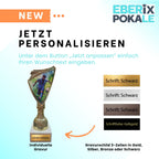 18,5 cm Fußball Pokal mit Wunschgravur - Spieler Trophäe Gold/Weiß Marmor