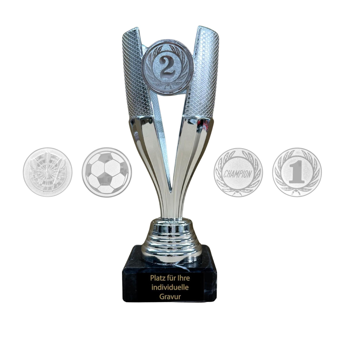 EBERiX POKALE – Pokal 15 cm mit Gravur auf Marmorsockel – wählbar in Gold Silber Bronze – personalisierte Kunststoff Trophäe – Award für Turniere & Events – einzeln oder als 3er-Set