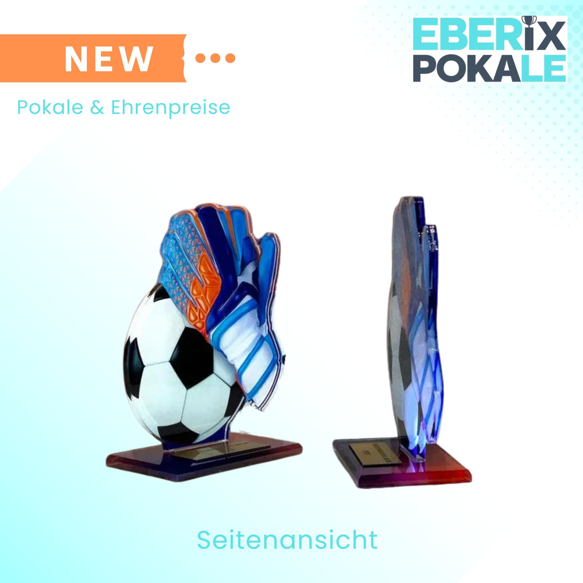 Fußballpokal Torwart - 14 cm Acryl Trophäe mit Handschuh & Ball Award