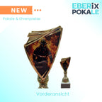 Feuerwehr Pokal 18,5cm - Goldene Trophäe mit 2D-Motiv & Marmorsockel