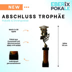 eberix · Bildung Eule Pokal · Trophäe mit Glanzsäule inkl. Gravur · Ehrenpreis für Schulabschluss, Klassenbeste, Abitur, Zeugnisverleihung · optional mit zweitem Gravurschild