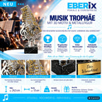 Musik Pokal 24,5 cm Metallfigur mit Wunschgravur & 3D-Hintergrund