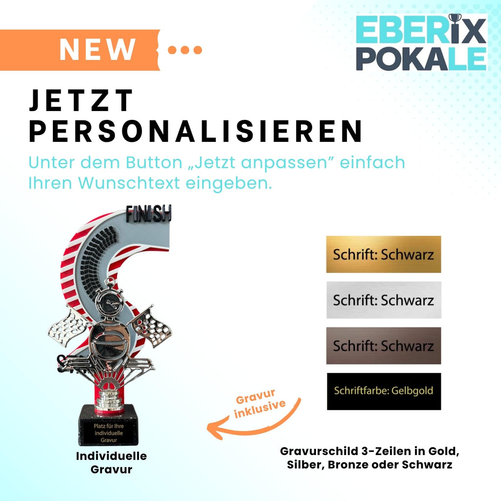 Motorsport Trophäe 27,5 cm Metallfigur mit 3D-Motiv & Wunschgravur
