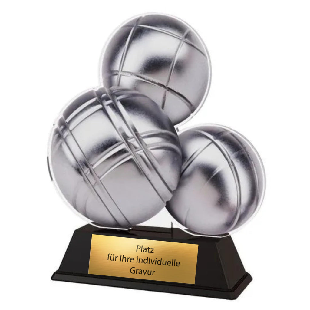 XS Boule Pokal aus Acryl - 9 cm Trophäe mit Gravur für Pétanque Turniere