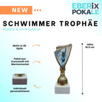 Schwimm Pokal 18,5 cm - 2D-Motiv Trophäe auf Marmor - Award mit Gravur