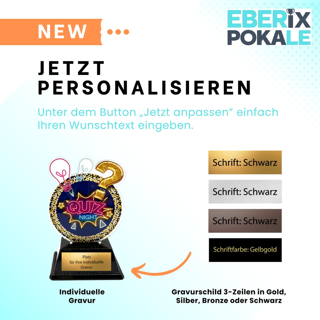 XS Acryl Quiz Pokal 11 cm - Trophäe Quiz Night Kneipenquiz & Award