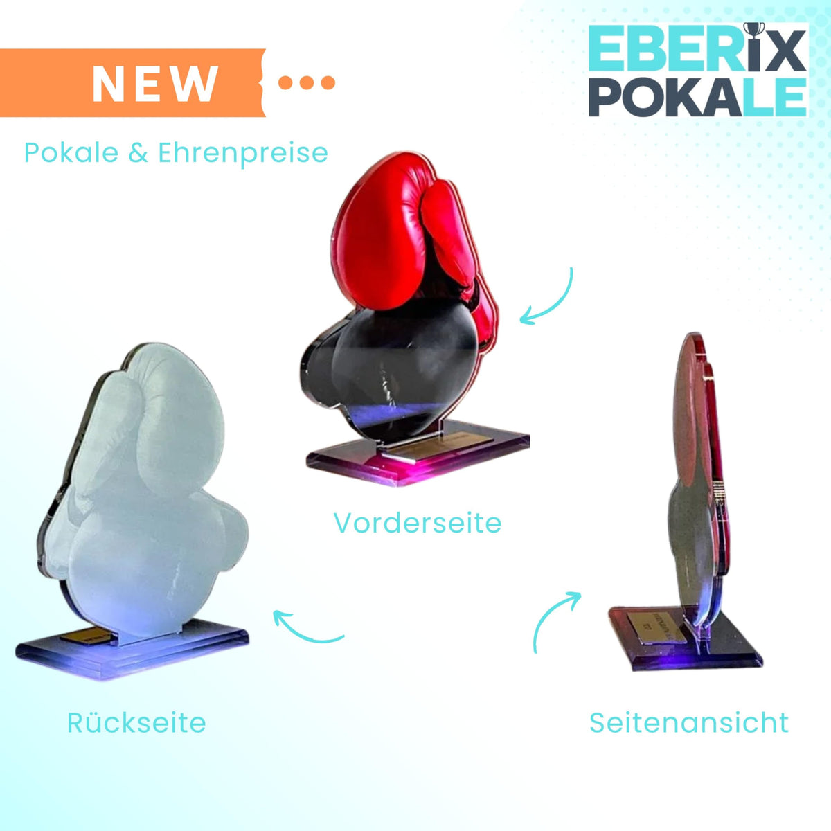 Boxen Acryl Pokal 13,5 cm - Trophäe mit Gravur & Boxhandschuh Motiv