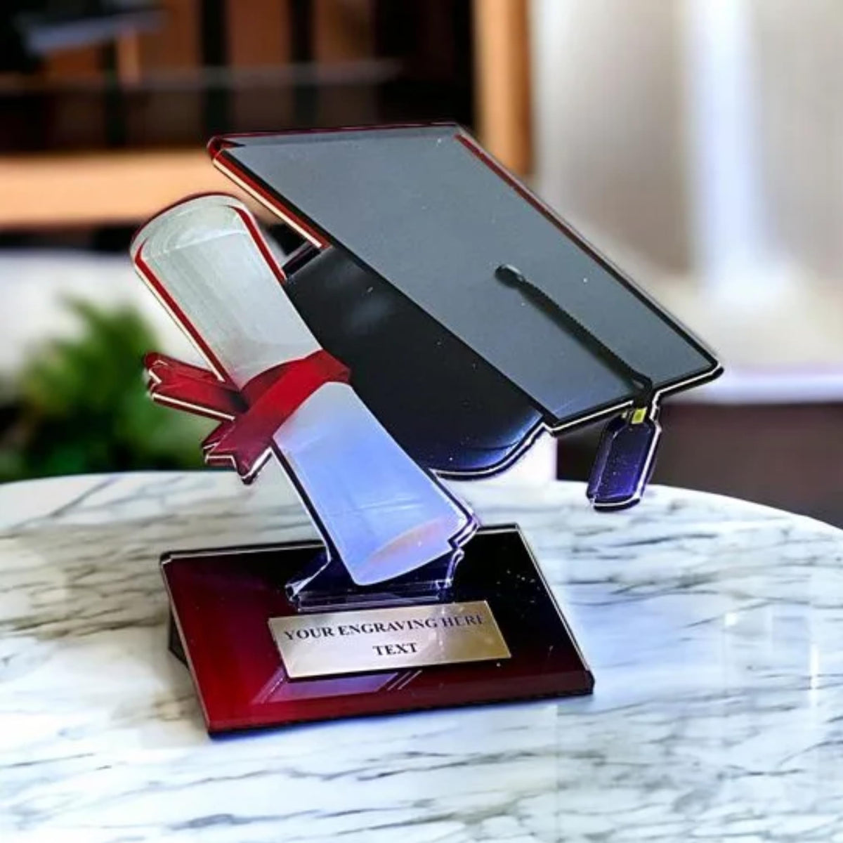 Pokal mit Gravur zum Abitur & Abschluss - Acryl-Trophäe für Absolventen