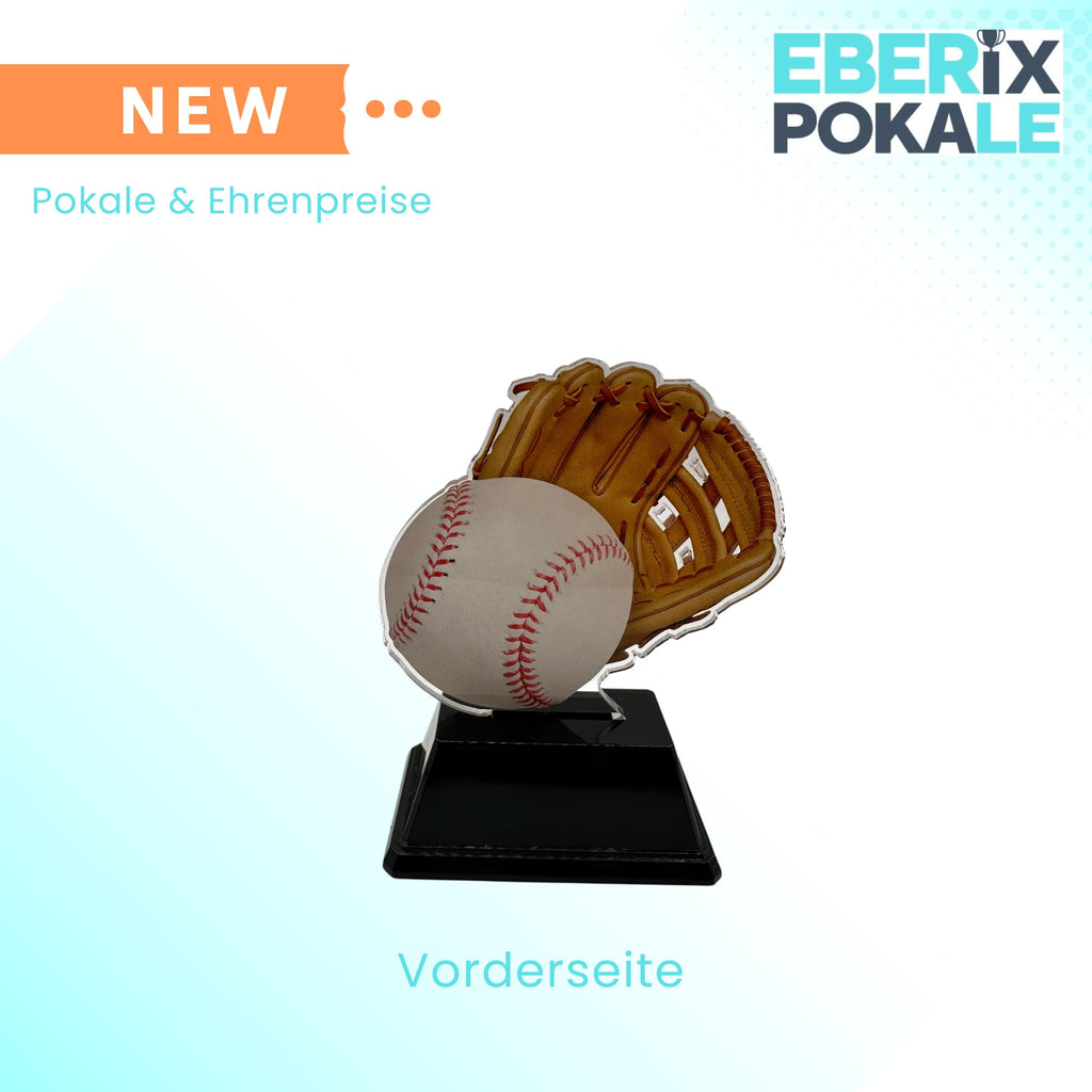 XS Acryl Baseball Pokal 10 cm - Trophäe Award mit Gravurschild