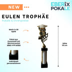 eberix · Bildung Eule Pokal· mit Wunschgravur · Trophäe mit Doktorhut-Motiv · Ehrenpreis für Schulabschluss, Kindergarten, Abitur, Bildungspreis · personalisierbar ·