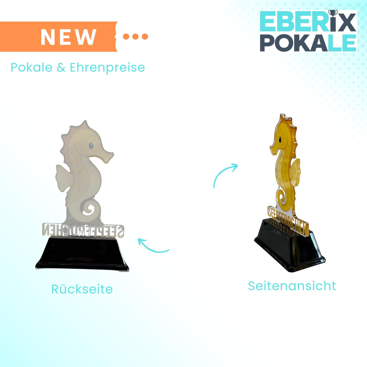 Seepferdchen Acryl Pokal 15 cm - Trophäe für Schwimmen & Kinder